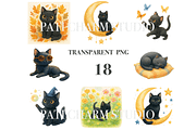 18 Black Cat Clipart, an Animal Illustration by Pati Charm Studio (Thumbnail 3 of 8)