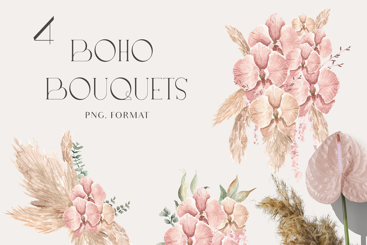 Boho Romance- Floral Set, an Illustration by Grace Noboa Illustrations (Photo 4 of 7)