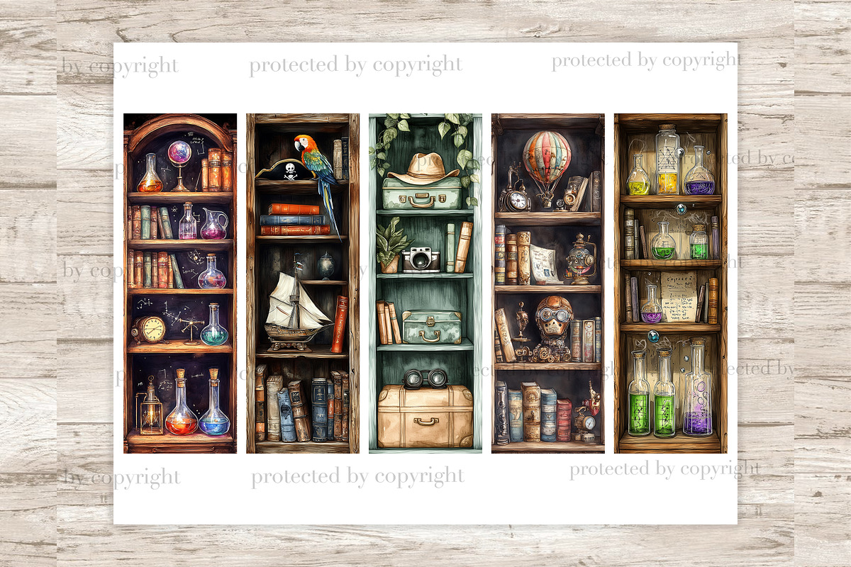 Bookcase Bookmarks, an Object Illustration by GlamArtZhanna (Photo 6 of 9)