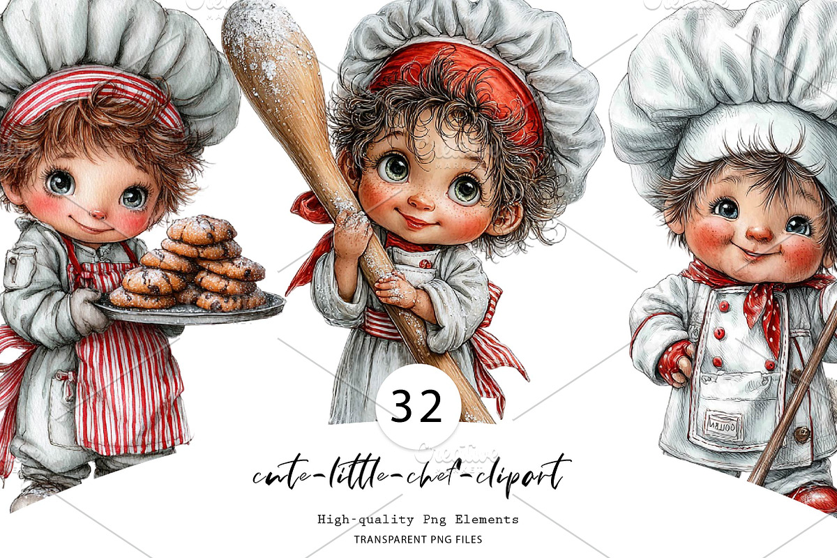 cute-little-chef-clipart, a Seasonal Illustration by CreationArt (Photo 1 of 7)