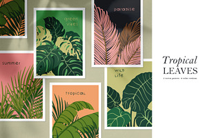 Tropical leaf plants, posters set, a Decorative Illustration by Good Studio