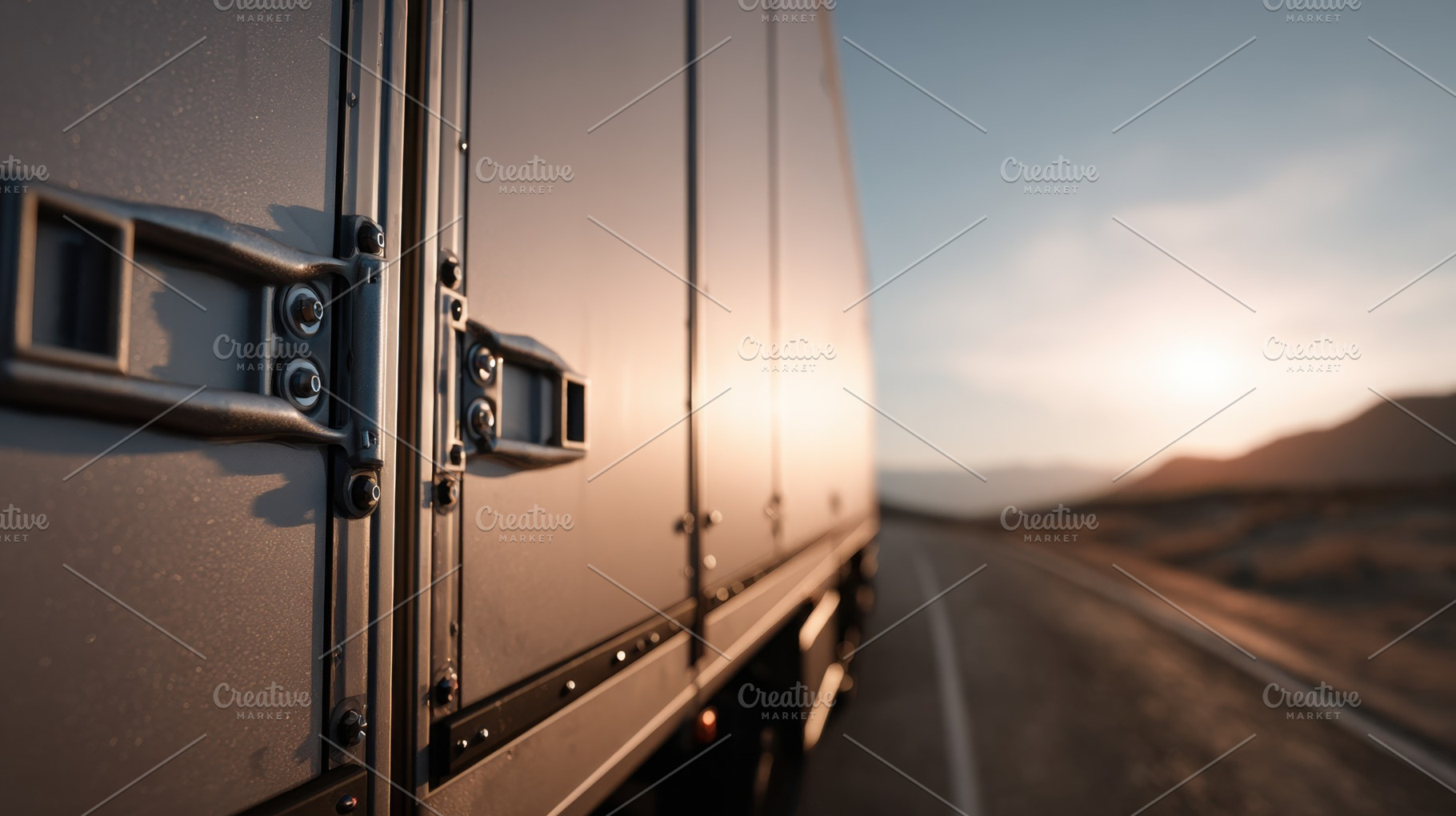 Truck on highway during sunset, a Photo by Beautiful things
