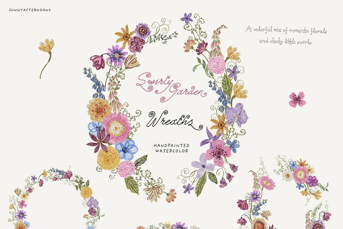 Whimsical Swirly Garden Florals, a Decorative Illustration by SunnyAfternoons (Photo 6 of 17)