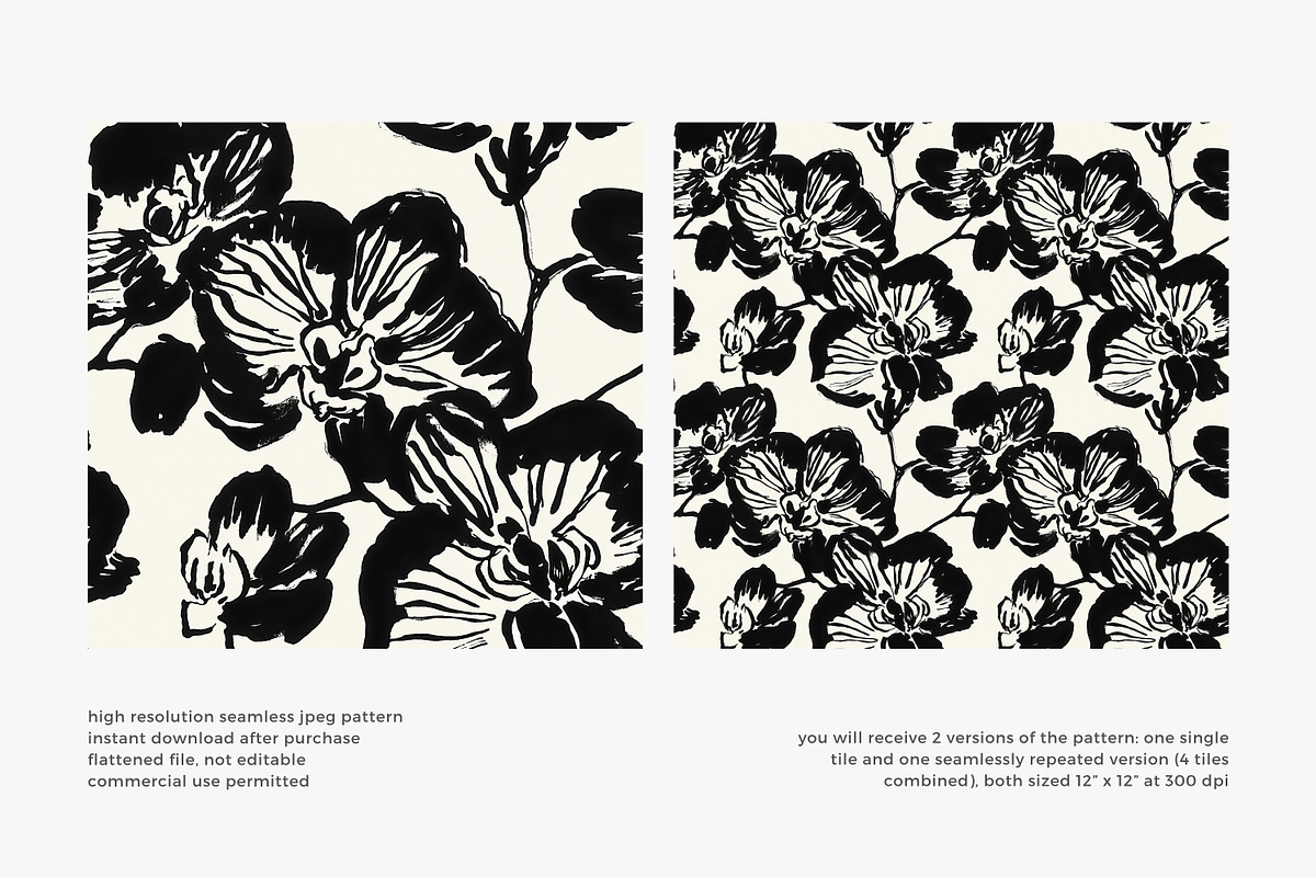 monochrome orchid seamless pattern, a Pattern Graphic by Pink Studio Art (Photo 3 of 4)
