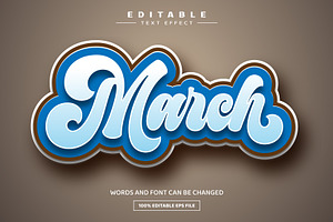 March 3D Editable Text Effect