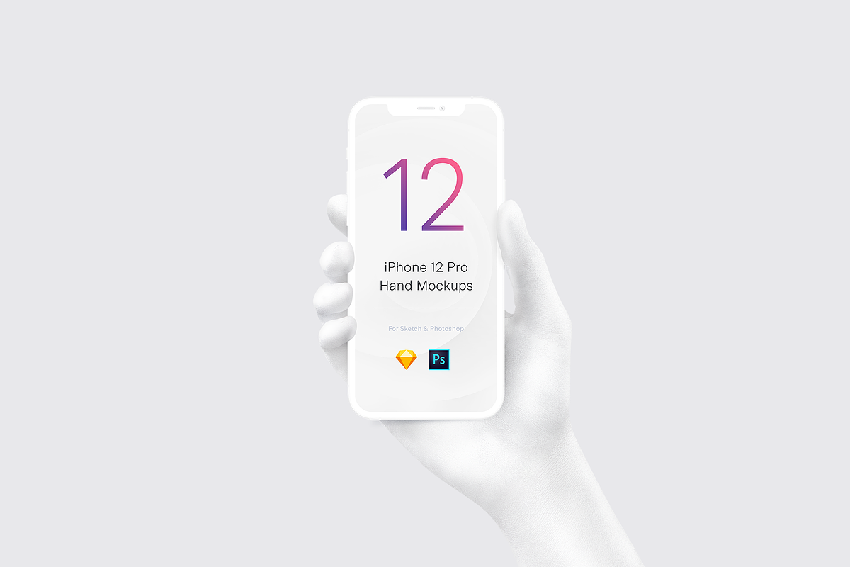 Black & White Mockup Hands iPhone 12, an iPhone Mockup by Pierre Borodin (Photo 2 of 7)