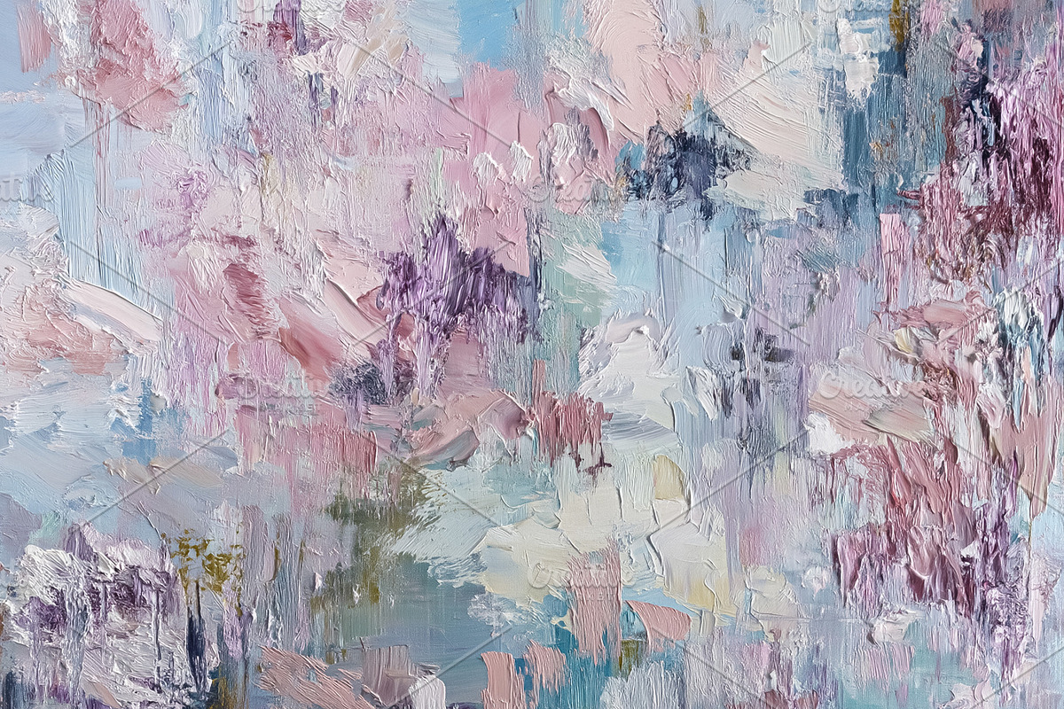 Abstract floral painting with impasto texture and soft light, ca, an Illustration by Studio ANNA