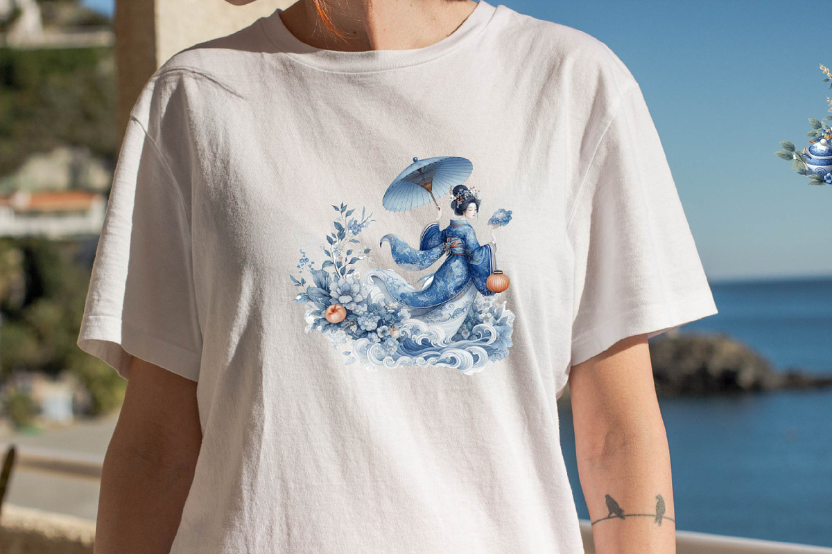 Blue Chinoiserie Summer Sublimation, an Illustration by SVGArt (Photo 3 of 7)