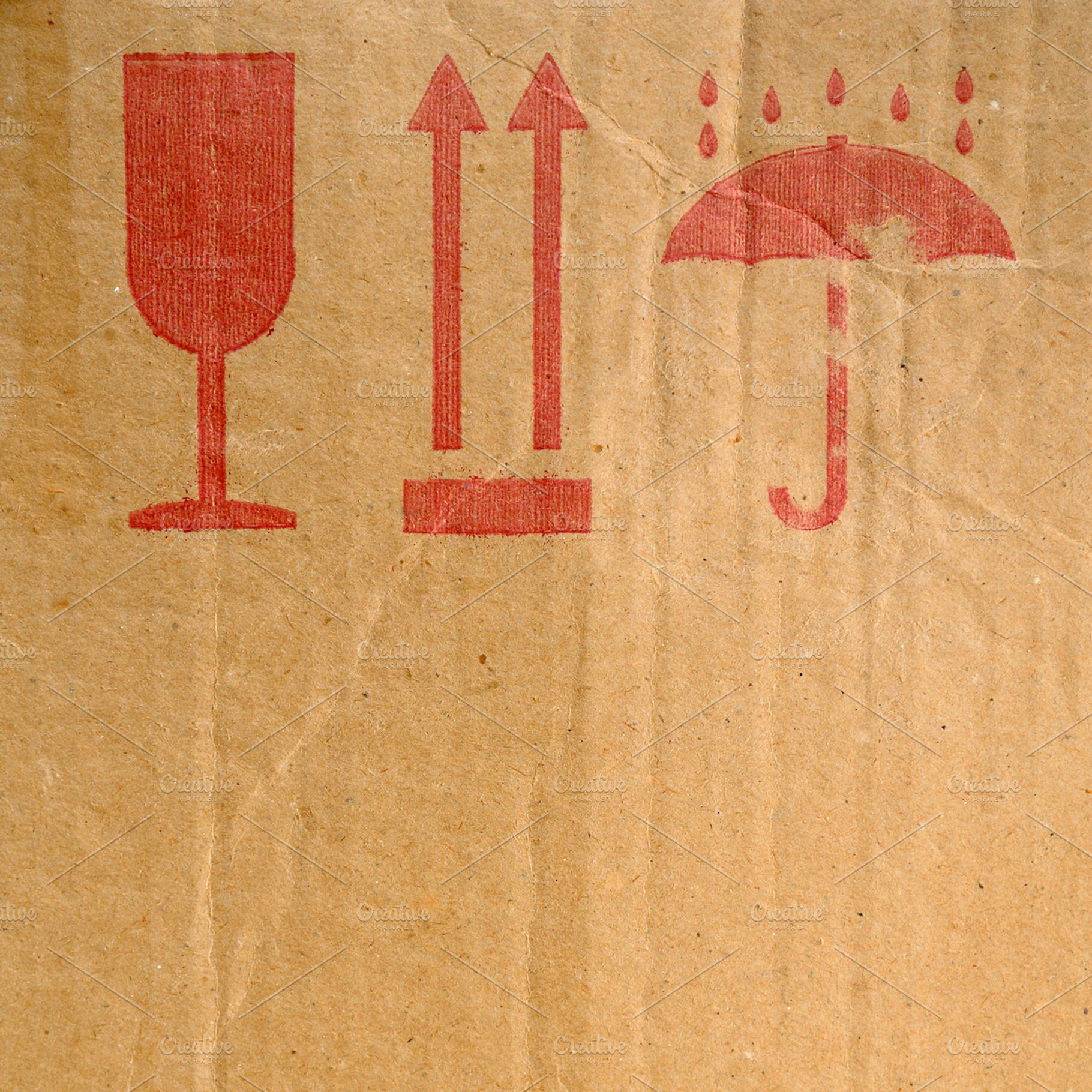 Packing symbols on cardboard