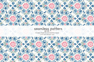 blue floral tile seamless pattern, a Pattern Graphic by Pink Studio Art