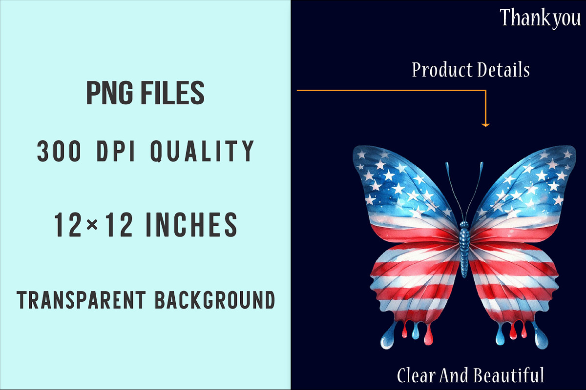 American Flag Butterfly PNG, an Illustration by SinaCreation (Photo 4 of 5)