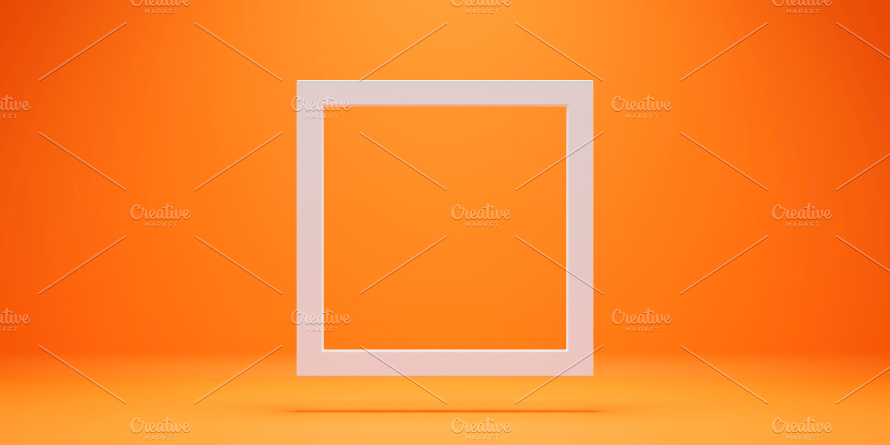 White empty frame orange background, an Abstract Photo by hitdelight