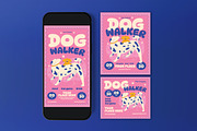 Pink Quirky Illustration Dog Walker, a Flyer Template by graphicook (Thumbnail 3 of 3)