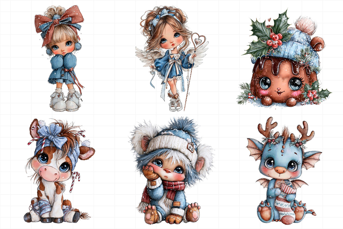Cute Christmas Characters Clipart, an Illustration by Daily.Designs (Photo 5 of 7)