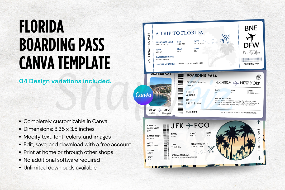 Printable FLORIDA Surprise Ticket, a Card Template by Snapybiz (Photo 3 of 7)