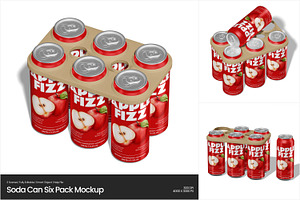 Soda Can Six Pack Mockup, a Packaging Mockup by Permadi Creative