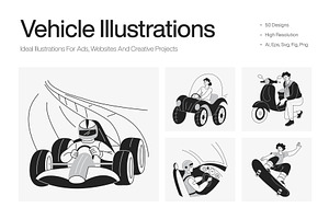 Vehicle Illustration Art Set, a Transportation Illustration by Vectors Market
