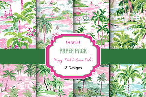 Preppy Pink & Green Palm Beach Paper