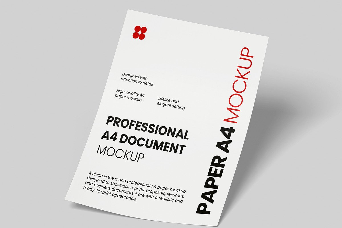 Paper A4 Mockup, an Advertising Mockup by Unerispace (Photo 2 of 5)