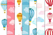 Hot Air Balloons, clipart & pattern, an Illustration by swiejko (Thumbnail 3 of 5)