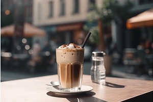 Coffee Latte Glass Cafe. Generate Ai