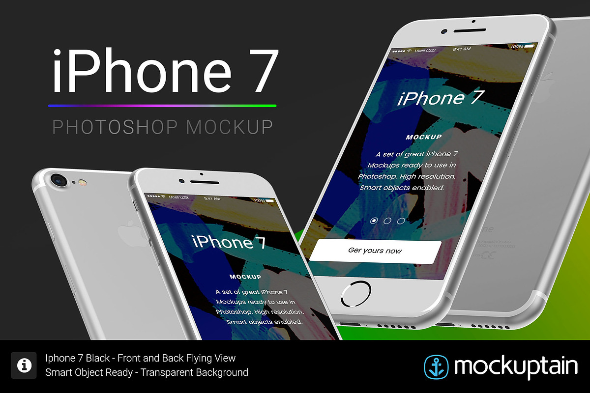 Iphone 7 Mockup Flying White, an iPhone Mockup by mockuptain (Photo 1 of 7)