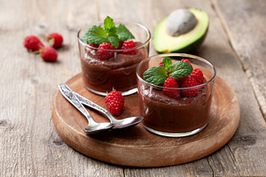 Avocado chocolate mousse containing chocolate, dessert, and food