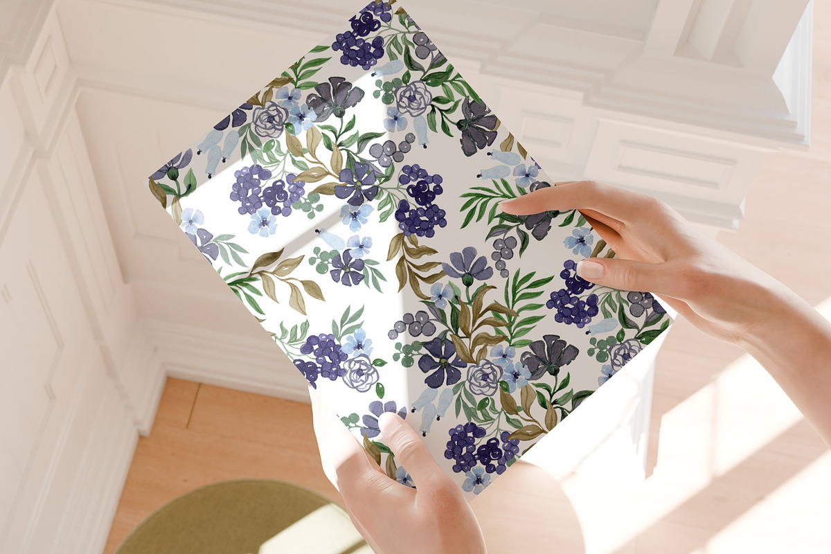 Blue Green Watercolor Patterns, a Wallpaper Graphic by Webvilla Studio (Photo 5 of 9)