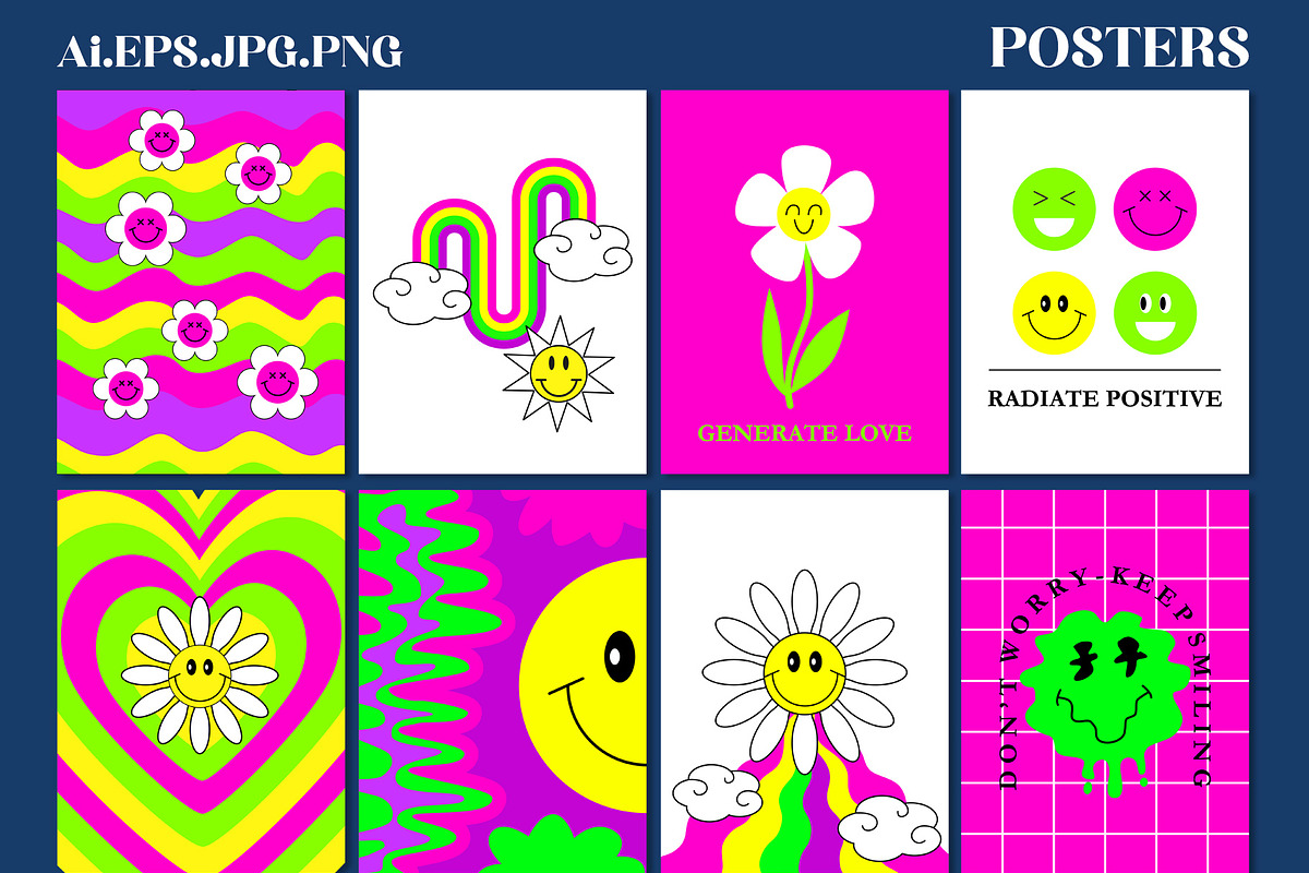 Retro Groovy Hippie Bundle, an Object Graphic by Sofico (Photo 3 of 35)
