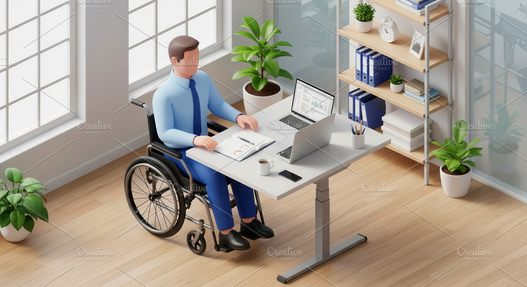 Executive with disabilities in Work, a Business Photo by angellodeco