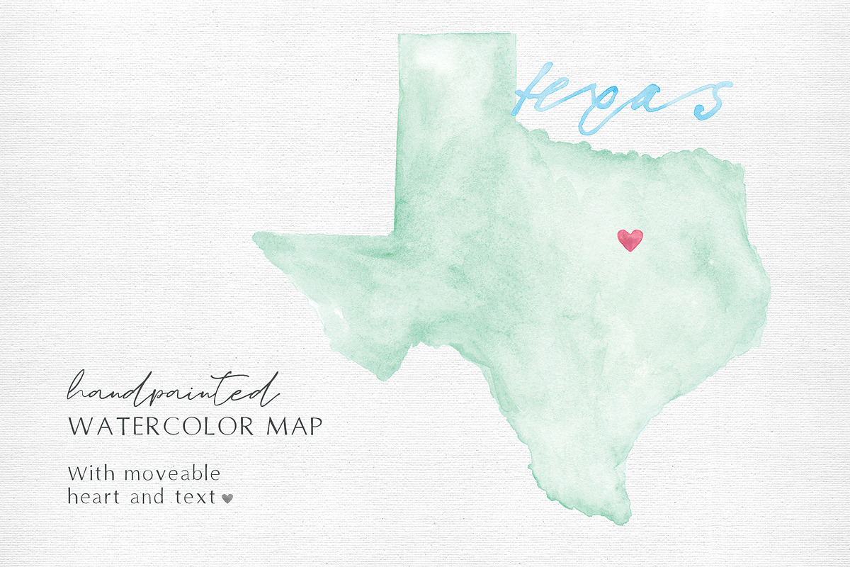 Watercolor Map of Texas, an Illustration by Beloved Paper (Photo 1 of 6)