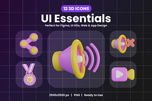 UI Essential 3D Icon Pack, an Object Graphic by Artnivora.Std