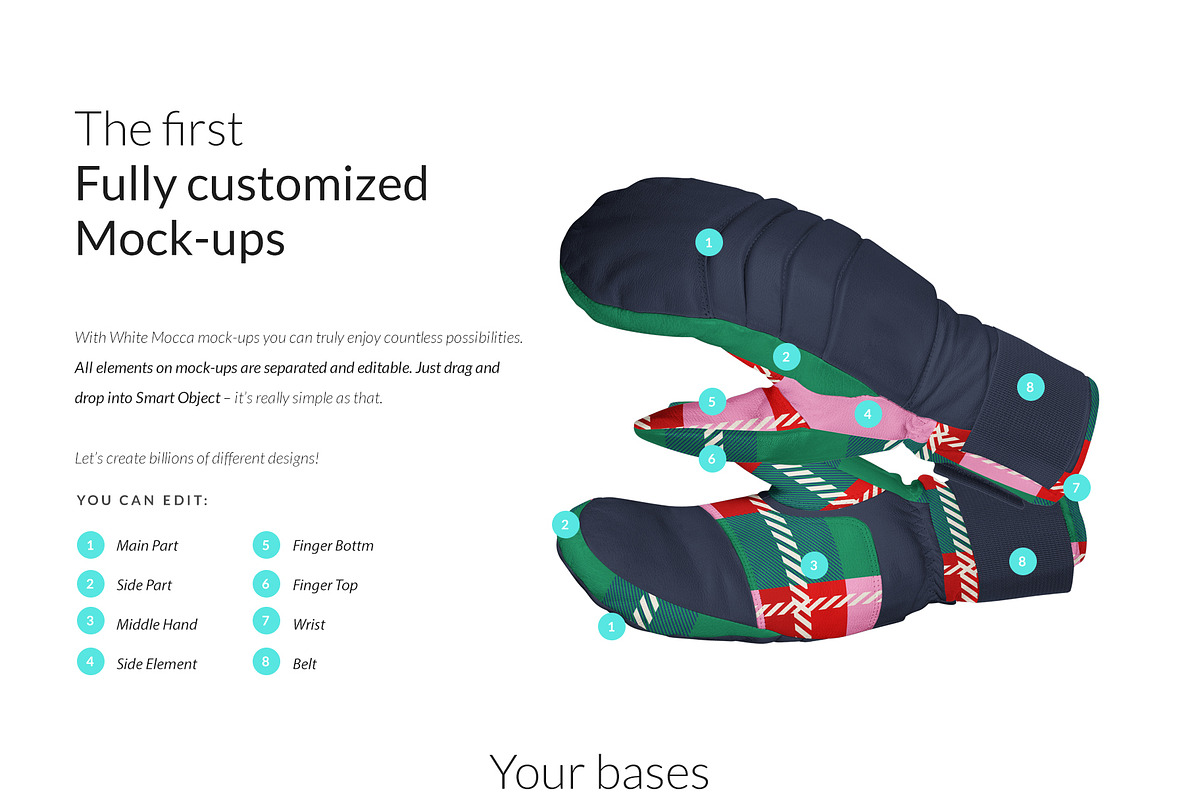 Sport Mittens Gloves 6xMock-ups, a Print Template by Mocca Mockups Store (Photo 2 of 6)