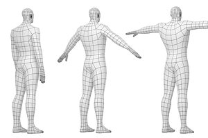 Male Hero In Three Poses Base Mesh