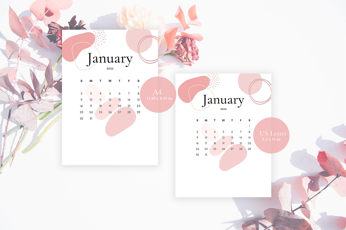 Printable Calendar 2022 - Pink Style, a Stationery Template by Bonita Digital Design (Photo 3 of 4)