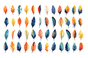 Bird feathers cartoon vector set, an Animal Illustration by Onyx