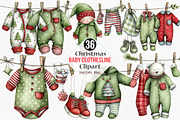 Christmas Baby Clothesline Clipart, an Illustration by Canvas Craft (Thumbnail 1 of 7)