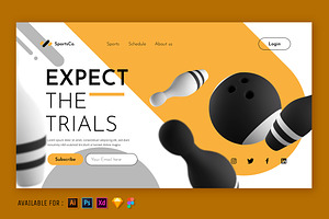 Bowling Sport - 3D Web Illustration, a Landing Page Template by SlideFactory