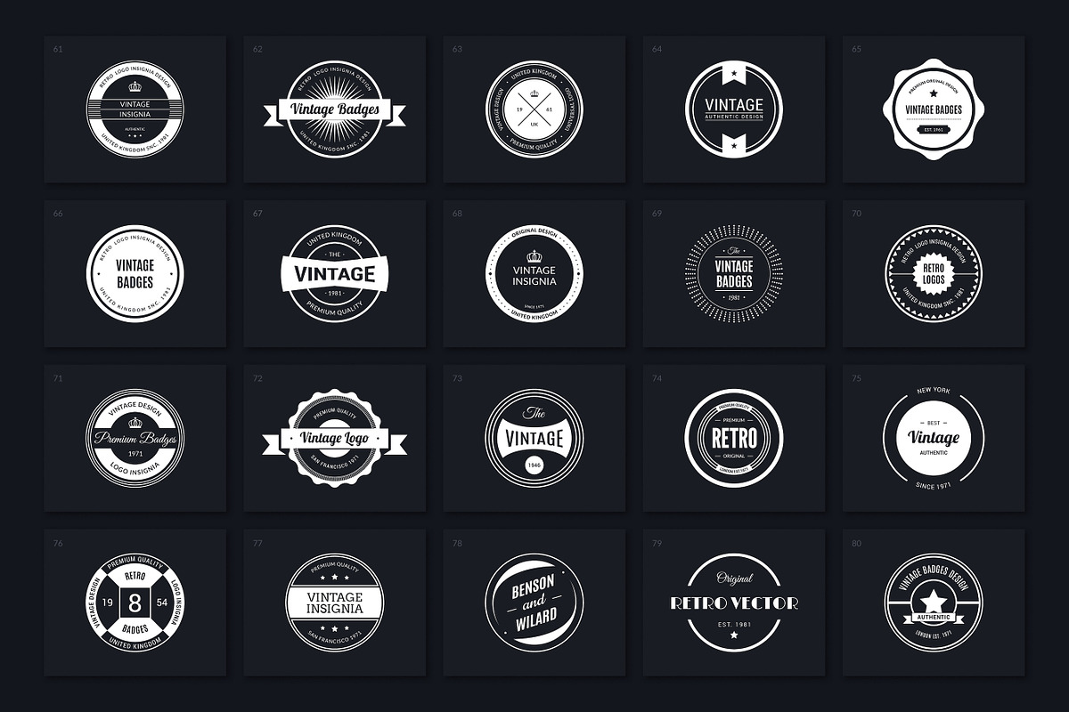 100 Retro Badges Vol. 1, a Branding & Logo Template by Amito Vectors (Photo 5 of 6)