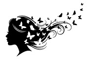 Woman Butterfly Hair Silhouette, an Object Illustration by yasushie (Thumbnail 14 of 31)