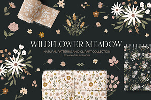 Wildflower Meadow Pattern & Clipart