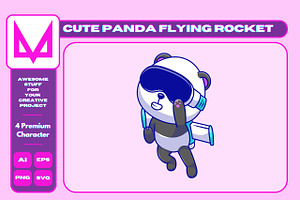 Cute Panda With Vr Glasses Flying, an Animal Illustration by Artstorystudio