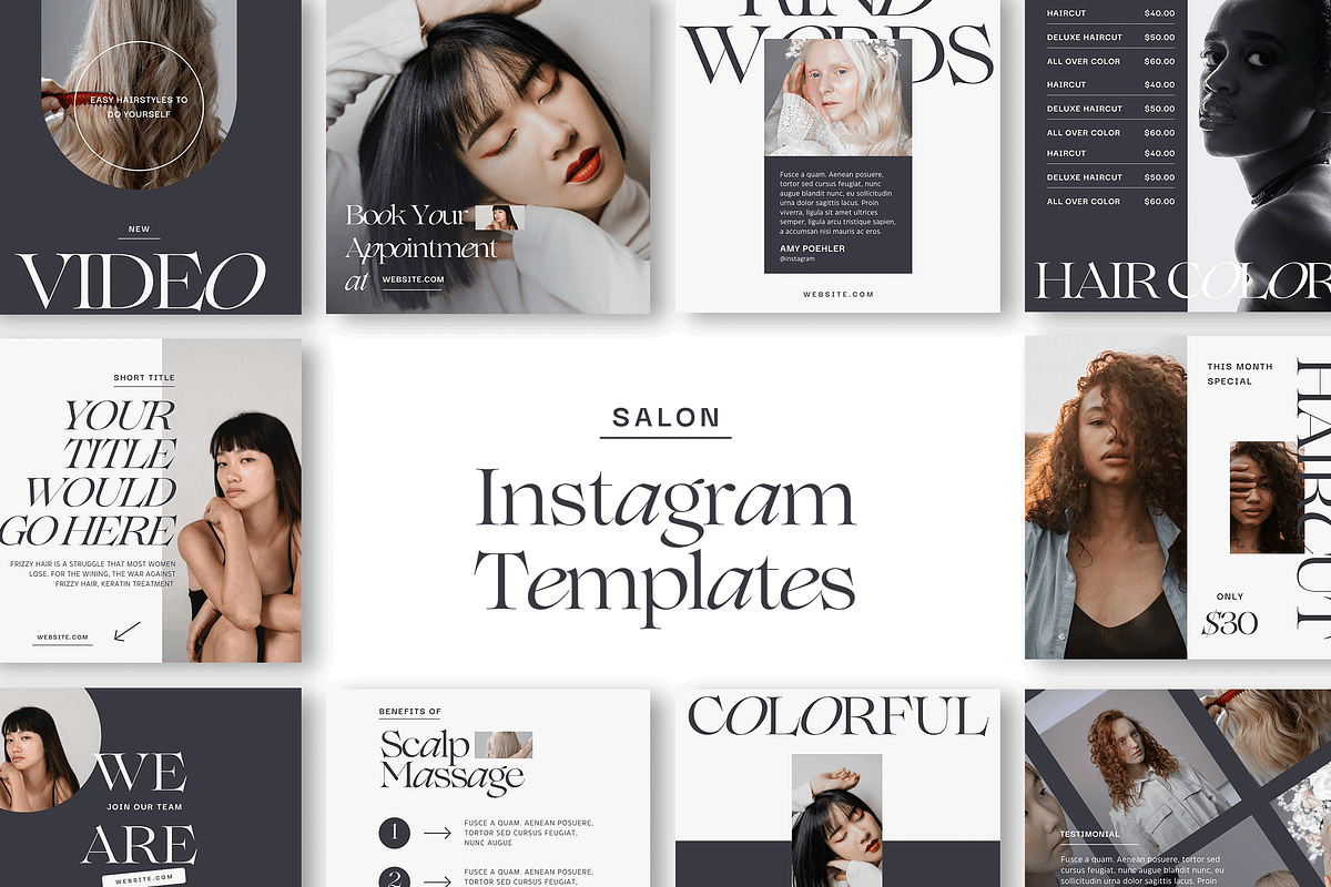 Salon Instagram Templates, a Social Media Template by Kseniia_Design (Photo 1 of 9)
