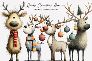 Quirky Christmas Reindeer Clip Art, an Illustration by Designworld