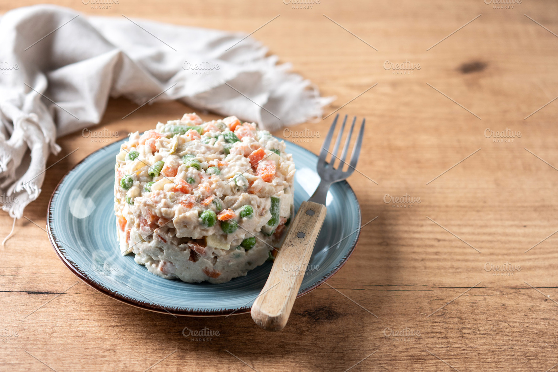 Traditional Russian Salad with Tuna and Vegetables, a Food & Drink Photo by etorres69