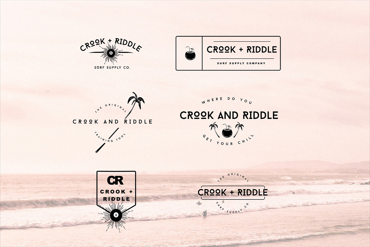 Vintage Surf Logo Badges Set, a Templates & Theme by Aloha Philly (Photo 2 of 3)