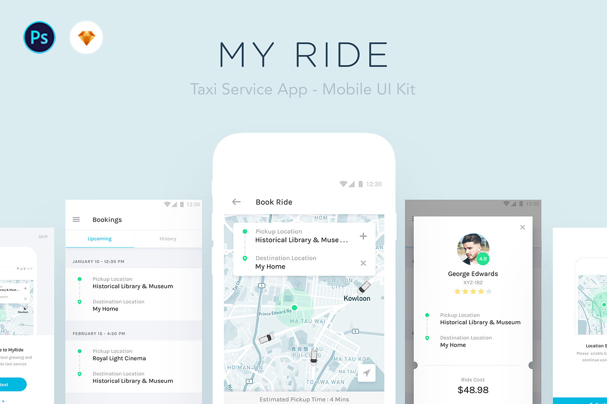 MY RIDE - Taxi App UI Kit, an UI Kit Template by Nimart (Photo 1 of 5)