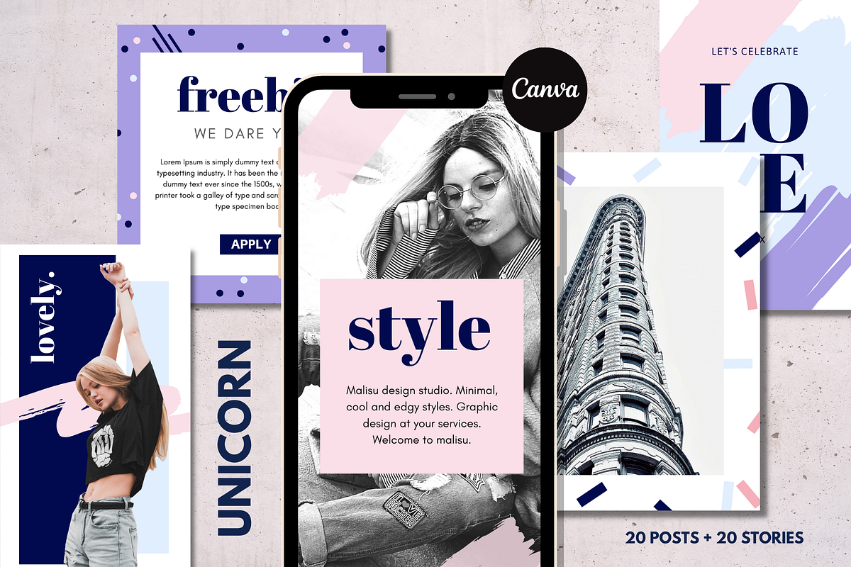 CANVA | Unicorn Instagram Templates, a Social Media Template by 9inchideas (Photo 1 of 9)