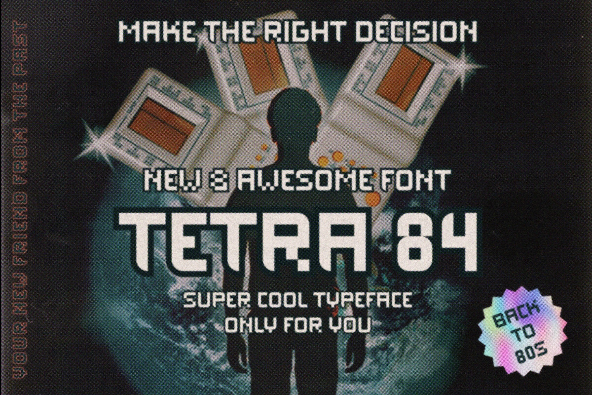 TETRA 84 80s font typeface tetris, a Font by Fat Hamster (Photo 2 of 6)