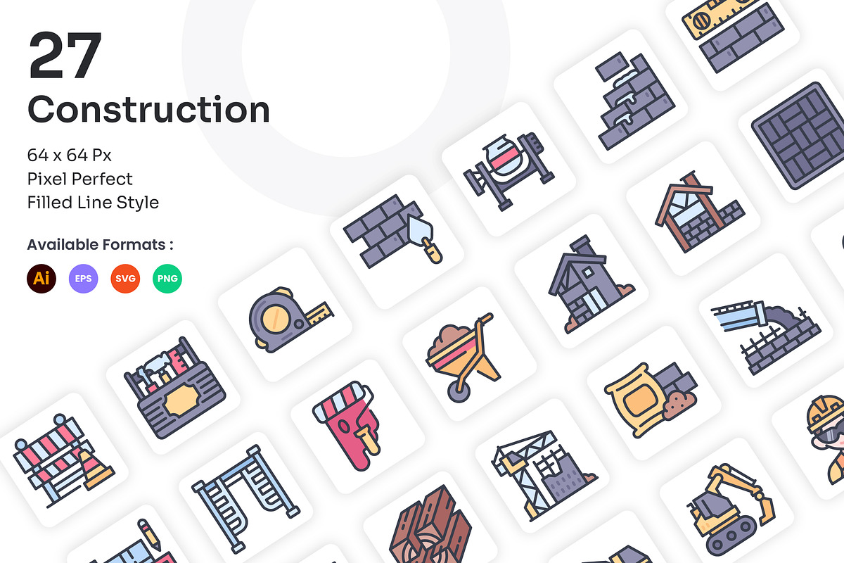 Construction Icons Set - Filled Line, an Icon by Kmg Design (Photo 1 of 2)